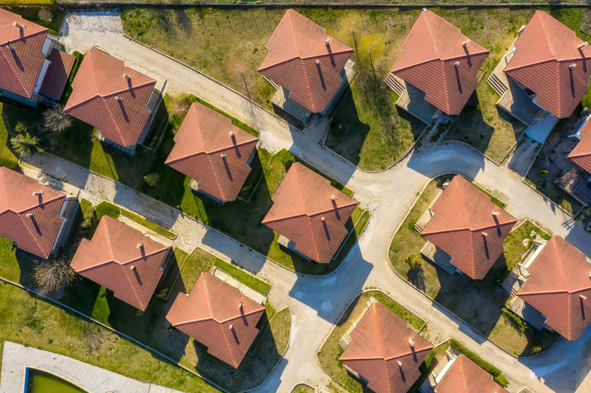 Vista aérea de casas